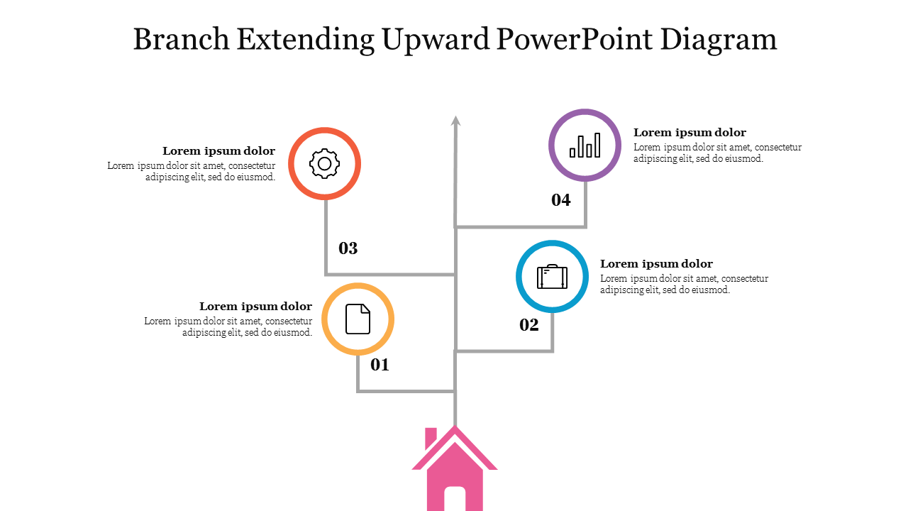 Branch Extending Upward PowerPoint Diagram